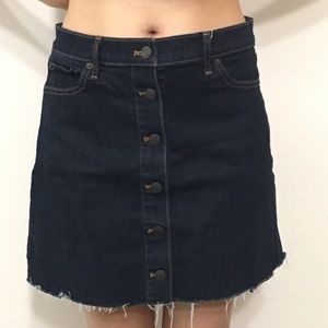 Gap Dark Jeans Buttons Frayed Skirt